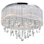 CWI Lighting - Jacquimo 9 Light Drum Shade Flush Mount With Chrome Finish - Bright and dazzling, the Jacquimo 9 Light Flush Mount is designed to elevate the mood and style of a space. This ceiling-mounted lighting features a glass drum shade with chrome rims. Inside the shade are crystal droplets in varying shapes, sizes, and lengths. Get this for the bedroom and watch it make a small room stand out in a big way. Feel confident with your purchase and rest assured. This fixture comes with a one year warranty against manufacturers defects to give you peace of mind that your product will be in perfect condition.