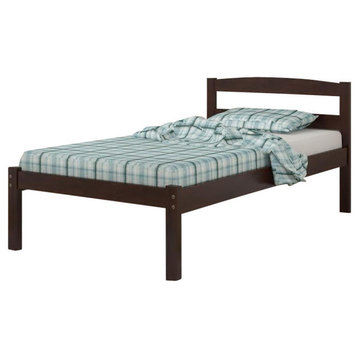 Donco Kids Econo Slat Bed With Rollout Trundle Bed, Dark Cappuccino, Twin