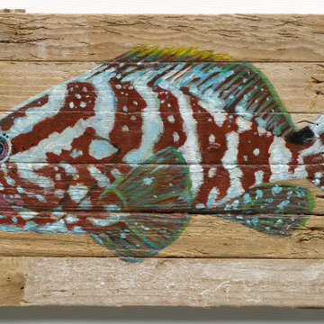 Hand Painted Lobster Trap Wood