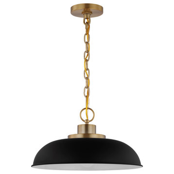 Nuvo Lighting Colony 1-Light Small Pendant, Black/Burnished Brass, 60-7481