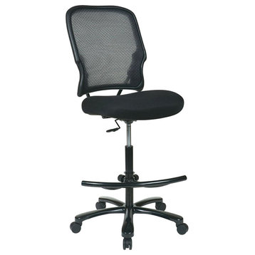Big Man's Dark Airgrid Back Drafting Chair With Black Mesh Double Layer Seat