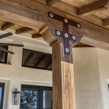 Covered Patio Timber Ceiling and Beam Detail | Tuscan Farmhouse