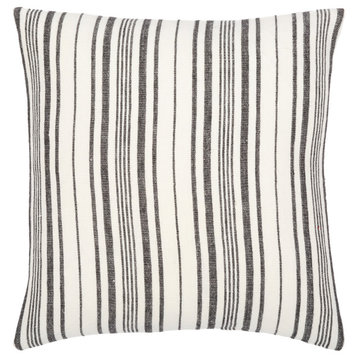 Linen Stripe Buttoned 18"H x 18"W Pillow Kit, Polyester Insert