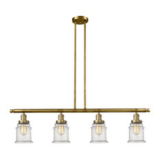 Canton 4-Light Island Light, Seedy Glass, Brushed Brass