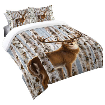 Buck in Birches King Comforter