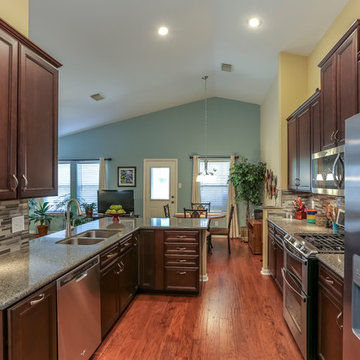 Modern Open Kitchen Dark Cabinets