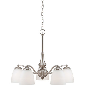 Nuvo Patton 5-Light Brushed Nickel and Frosted Glass Chandelier