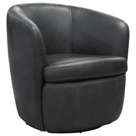 Parker Living Barolo 100% Italian Leather Swivel Club Chair, Vintage Slate