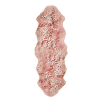 Natural 100% New Zealand Sheepskin Double, 2'x6', Pink
