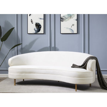 Safavieh Couture Primrose Curved Sofa, Cream/Gold