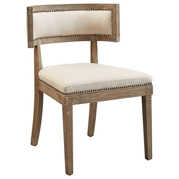 Port Chester Oak & Linen Dining Chair with Nailhead Trim