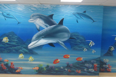 Airbrush wall at dental studio