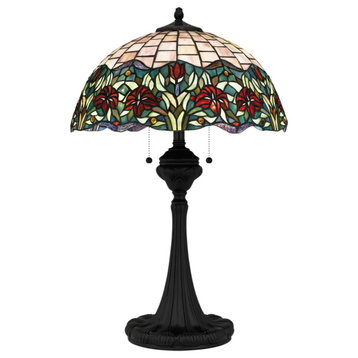 Luxury Glam Tiffany Table Lamp, Matte Black, UQL7003