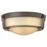 Hinkley - Hinkley Hathaway 3223Ob-Led Small Flush Mount, Olde Bronze - Hathaway's striking design features a bold shade held, place by three intersecting, floating arms with unique forged uprights and ring detail for a modern style. Available, Heritage Brass with etched glass, Olde Bronze with etched glass, Olde Bronze with etched amber glass and Antique Nickel with etched glass.