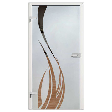Hinged Glass Door Semi Private with Frosted Design, 36"x80" Inches, Left