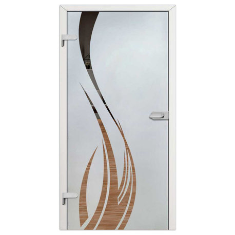 Hinged Glass Door Semi Private with Frosted Design, 36"x80" Inches, Left