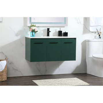 Elegant Decor Penn 40" Aluminum Alloy MDF Single Bathroom Vanity in Green