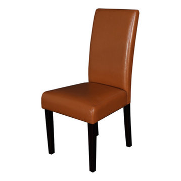 Villa Faux Leather Worn Brown Dining Chairs, Set of 2