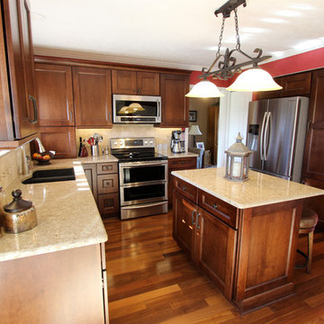 Gingersnap Maple Cabinets with Beige Quartz Countertop ~ Medina OH