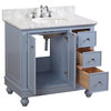 Bella 36" Bathroom Vanity, Powder Blue, Carrara Marble
