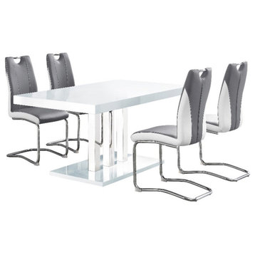 Coaster Brooklyn 5-piece Wood and Metal Dining Set White and Chrome