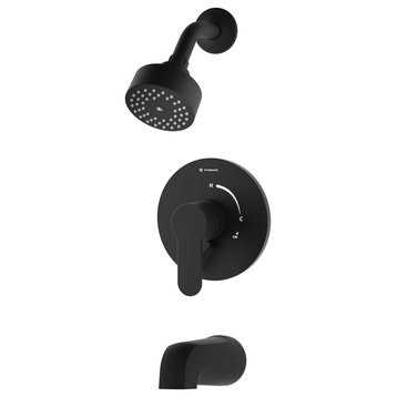 Identity Single Handle Tub and Shower Faucet Trim With Lever Diverter, Matte Black