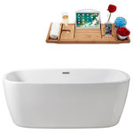 Streamline - 59" Streamline N-780-59FSWH-FM Soaking Freestanding Tub With Internal Drain - Simple and modern in design this Streamline 59" deep soaking bathtub can accentuate any bathroom. Designed with an internal drain and a white glossy exterior for a clean sleek look. This bathtub can hold up to 63 gallons of water so you can take a relaxing bath. FREE Bamboo Bathtub Caddy Included in Purchase!