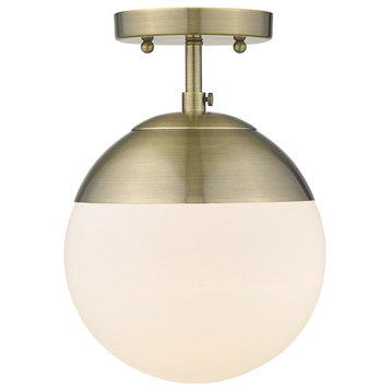 Golden Lighting 3218-SF Dixon 8"W Semi-Flush Globe Ceiling - Aged Brass