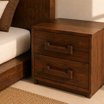 Organic Modern Nightstand | Solid Wood 2 Drawer Bedside Table | Contemporary Sty