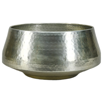 Serene Spaces Living Silver Hammered Aluminum Cachepot, Large
