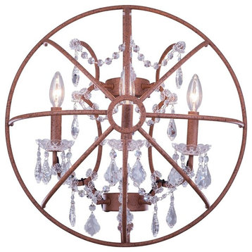 1130 Geneva Collection Wall Lamp, Rustic Intent, Crystal/Clear