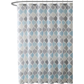 Universal Bathroom Shower Curtain for Men or Women, Muted Tones of Blue and Gray