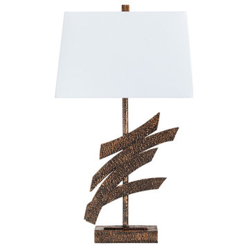 Styxx 29" Table Lamp With Linen Tapered Drum Shade, Brown