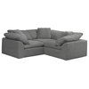 Sunset Trading Puff 3-Piece L-Shaped Fabric Slipcover Sectional in Gray