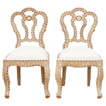 Pair of Royal Indian Inlaid Dining Chairs
