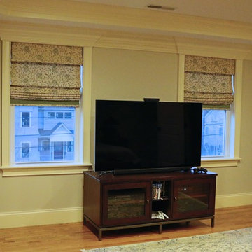 Cordless Roman shade with Valance and banding on bottom edge
