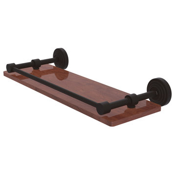 Waverly Place 16" Solid Wood Shelf with Gallery Rail, Oil Rubbed Bronze