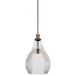 Toltec Lighting - Carina 1-Light Stem Hung Pendant, New Age Brass/Clear Ribbed - Enhance your space with the Carina 1-Light Stem Hung Pendant. Installation is a breeze - simply connect it to a 120 volt power supply and enjoy. Achieve the perfect ambiance with its dimmable lighting feature (dimmer not included). This Stem Hung Pendant is energy-efficient and LED-compatible, providing you with long-lasting illumination. It offers versatile lighting options, as it is compatible with standard medium base bulbs. The Stem Hung Pendant's streamlined design, along with its durable glass shade, ensures even and delightful diffusion of light. Choose from multiple size, finish, and color variations to find the perfect match for your decor.