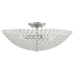 Livex Lighting - Livex Lighting Brushed Nickel 4-Light Ceiling Mount - Cassandra features a dazzling array of glass K9 crystal suspended within a modern frame. Light artfully reflects and refracts through these elements to provide a dramatic focal point to any room.