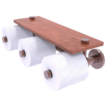 Prestige Skyline 3-Roll Toilet Paper Holder with Wood Shelf, Antique Copper