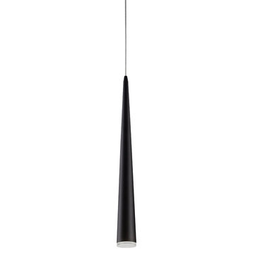 Mina Single LED Pendant, Black, 2.75"Dx24"H