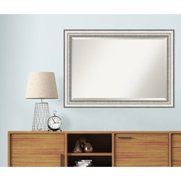 Salon Silver Beveled Bathroom Wall Mirror - 41.25 x 29.25 in.