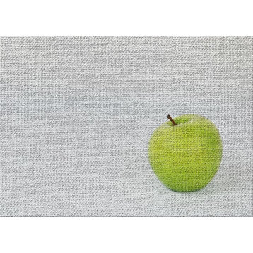 Green Apple On A White Background Area Rug, 5'0"x7'0"