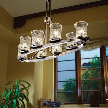 Veneto Luce Dakota Oval Ring Chandelier, Cylinder With Rippled Rim