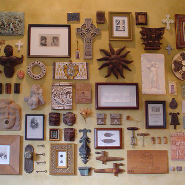 A collection of objects on our great room wall