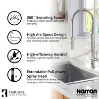 Karran Single-Handle Pull-Down Sprayer Kitchen Faucet, Chrome