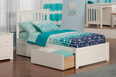 Mission Platform Bed | Flat Panel Footboard in White by Atlantic Furniture