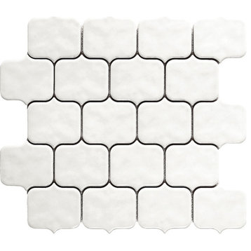 Pietra White Neo Wide 8MM Arabesque Backsplash Wall Tile, 30 Sq Ft.