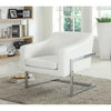 Best Master Modern Living Room Faux Leather Accent Chair in White/Chrome