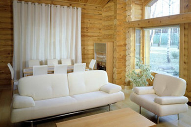 This is an example of a rustic living room in Other.